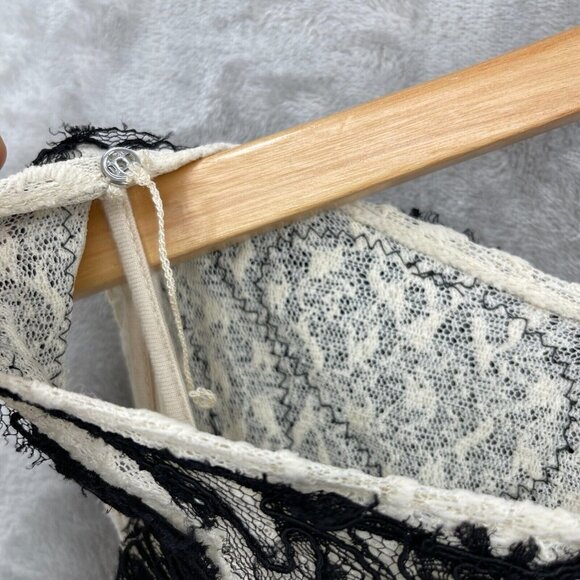 Free People Cream Black Lace Fit & Flare Mini Dress Keyhole Back - Picture 7 of 15
